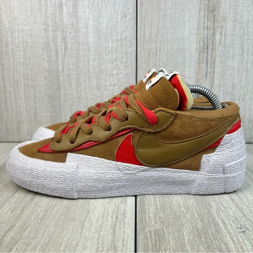 Nike Sacai Blazer Low British Tan Sneakers Casual Shoes Men’s Size 7 Womens 8.5 - Picture 3 of 11